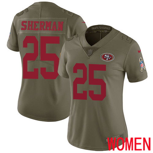 San Francisco 49ers Limited Olive Women Richard Sherman NFL Jersey #25 2017 Salute to